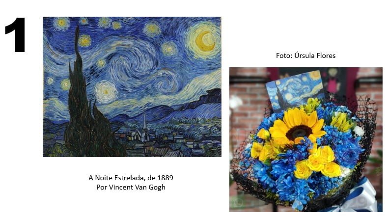 arranjos florais nas cores de pinturas famosas