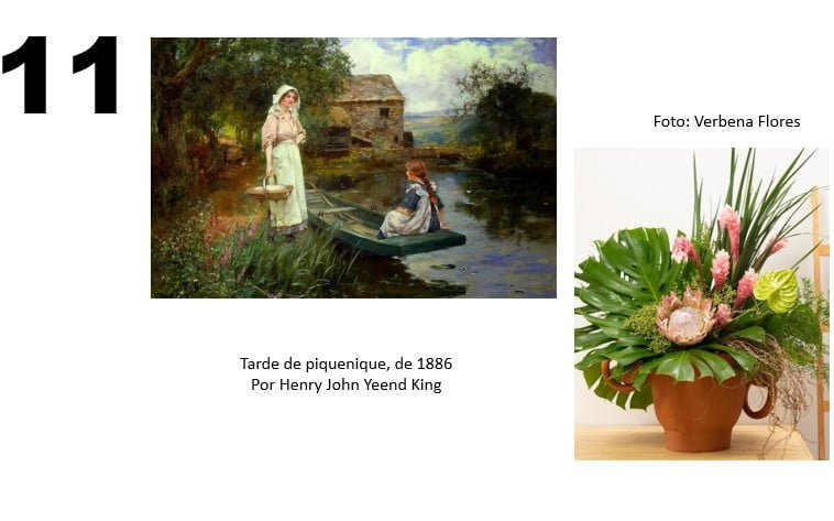 arranjos florais nas cores de pinturas famosas