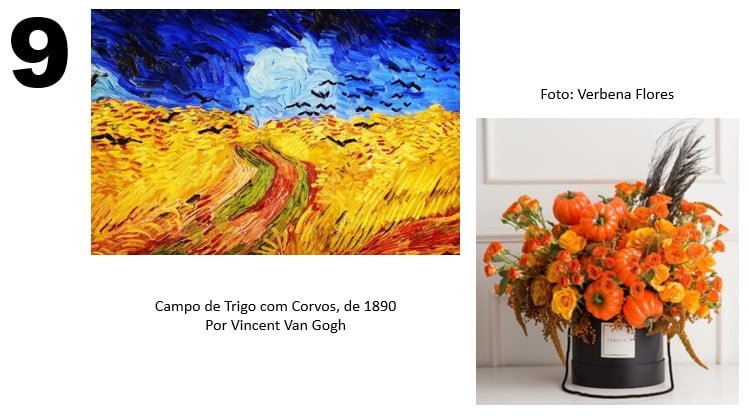arranjos florais nas cores de pinturas famosas