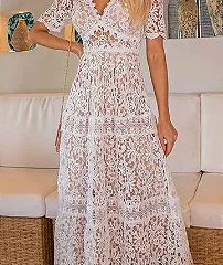 Vestido de noiva de renda guipir