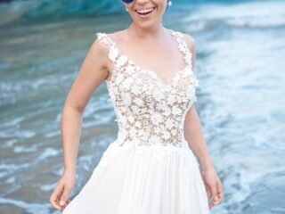 Vestido de noiva de renda guipir