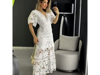 Vestido de noiva de renda guipir