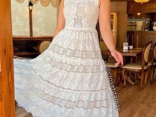 Vestido de noiva de renda guipir