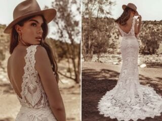 Vestido de noiva de renda guipir