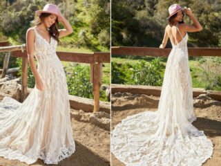 Vestido de noiva de renda guipir