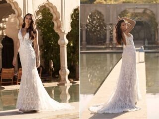 Vestido de noiva de renda guipir