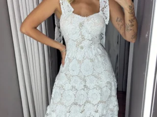 Vestido de noiva de renda guipir