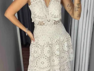 Vestido de noiva de renda guipir