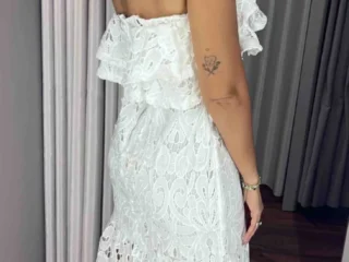 Vestido de noiva de renda guipir